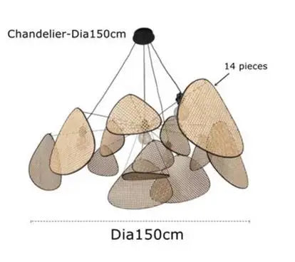 Suspension lustre en rotin et bambou E27 design créatif pour cuisine