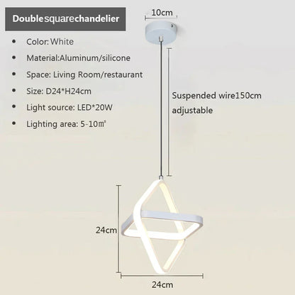 Suspension LED noire minimaliste en aluminium pour intérieur moderne
