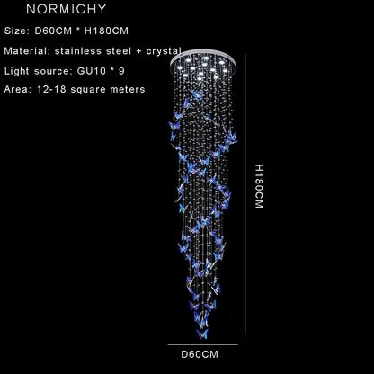 Lustre duplex creux rotatif en cristal style postmoderne pour hall