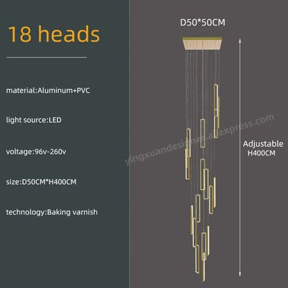 Suspension LED Minimaliste en Aluminium, Luminaire Moderne pour Hall et Escalier