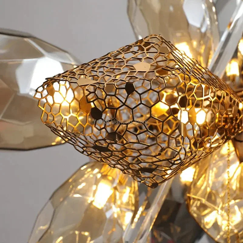 Lustre suspendu LED en acier inoxydable et cristal, design moderne pour salon et chambre, ampoules incluses