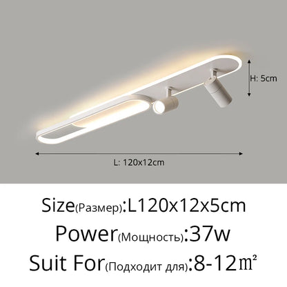 Plafonnier LED moderne avec projecteur or pour chambre et bureau