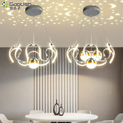 Suspension LED moderne nordique en aluminium, lumière chaude pour salon et salle à manger