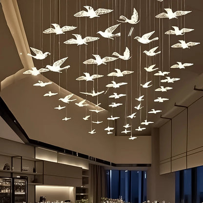 Lustre suspendu en verre et métal style moderne pour hall d’hôtel