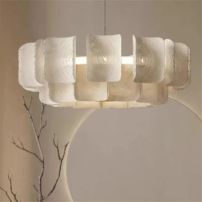 Suspension grand lustre blanc minimaliste Wabi Sabi en acrylique LED pour salon et hall
