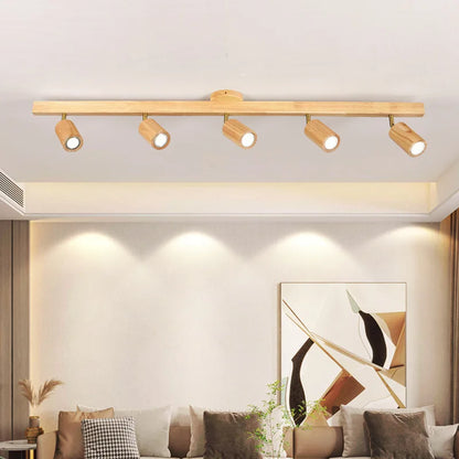 Plafonnier japonais en bois à lumière réglable pour salon et couloir