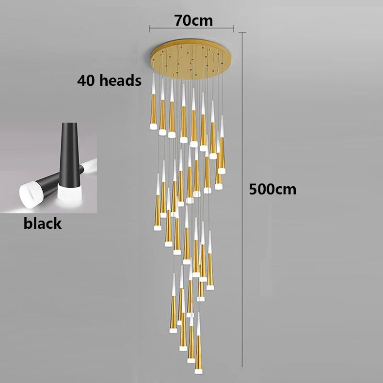 Suspension LED moderne en alliage pour escalier et salon, lumière chaude réglable