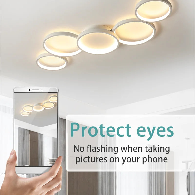 Plafonnier LED circulaire 3 couleurs, gradation télécommandée, design moderne pour salon et chambre