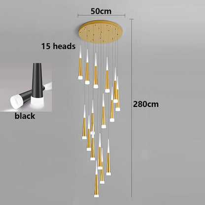 Suspension LED moderne en alliage pour escalier et salon, lumière chaude réglable