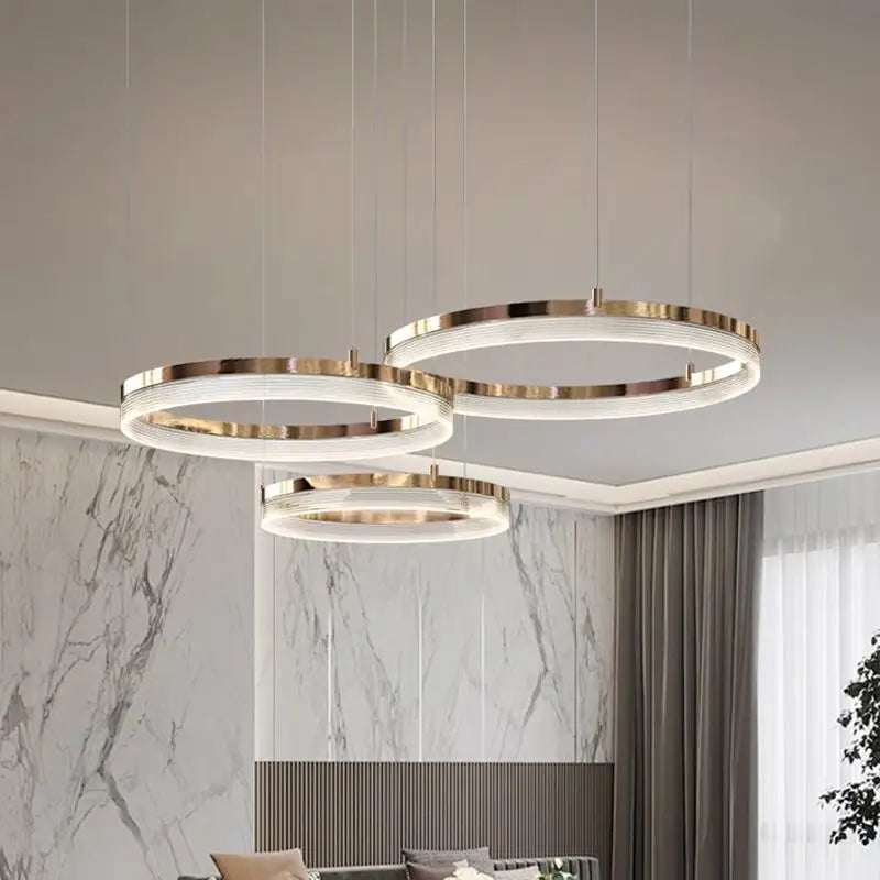 Suspension moderne en alliage et acrylique, lumière LED dimmable pour salon et salle à manger