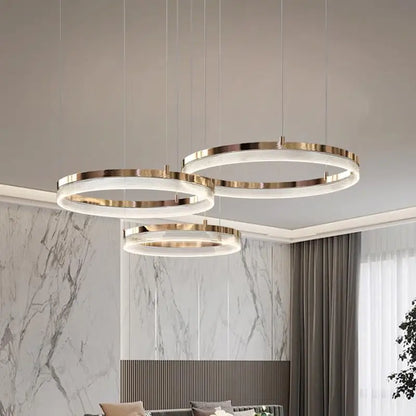 Suspension moderne en alliage et acrylique, lumière LED dimmable pour salon et salle à manger