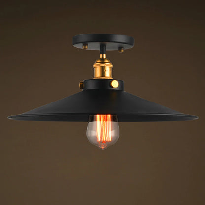 Plafonnier industriel vintage en fer noir, éclairage chaleureux pour salon et cuisine