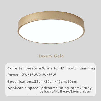 Plafonnier LED circulaire minimaliste en métal et acrylique, design moderne pour salon et bureau