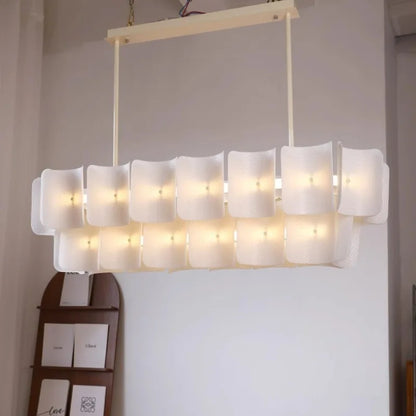 Suspension grand lustre blanc minimaliste Wabi Sabi en acrylique LED pour salon et hall