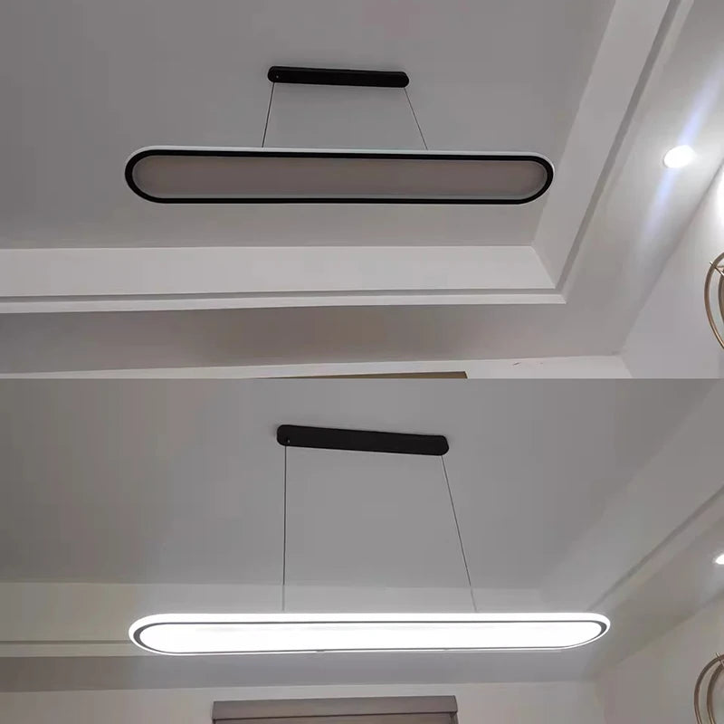 Suspension LED en aluminium noire ou blanche, lumière chaude pour table à manger