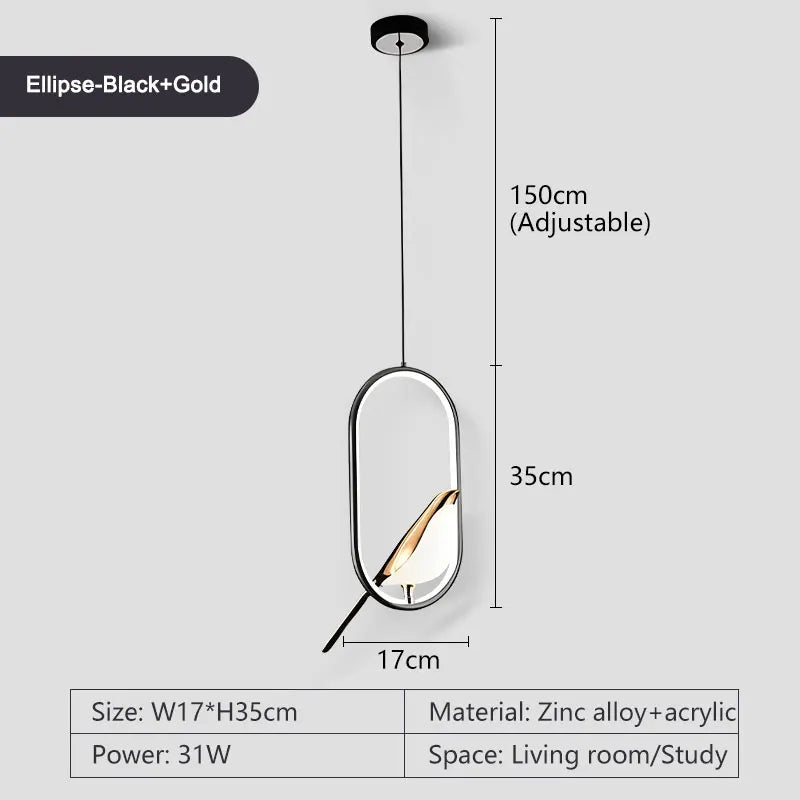 Suspension LED rotative oiseau en métal argent et or, éclairage intérieur AC85-265V