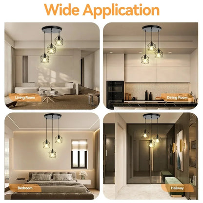 Suspension LED Vintage Nordique en Fer pour Cuisine et Salon