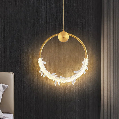Suspension lustre cuivre moderne en cristal pour ambiance cosy