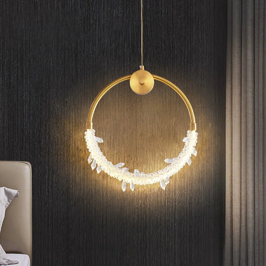 Suspension lustre cuivre moderne en cristal pour ambiance cosy