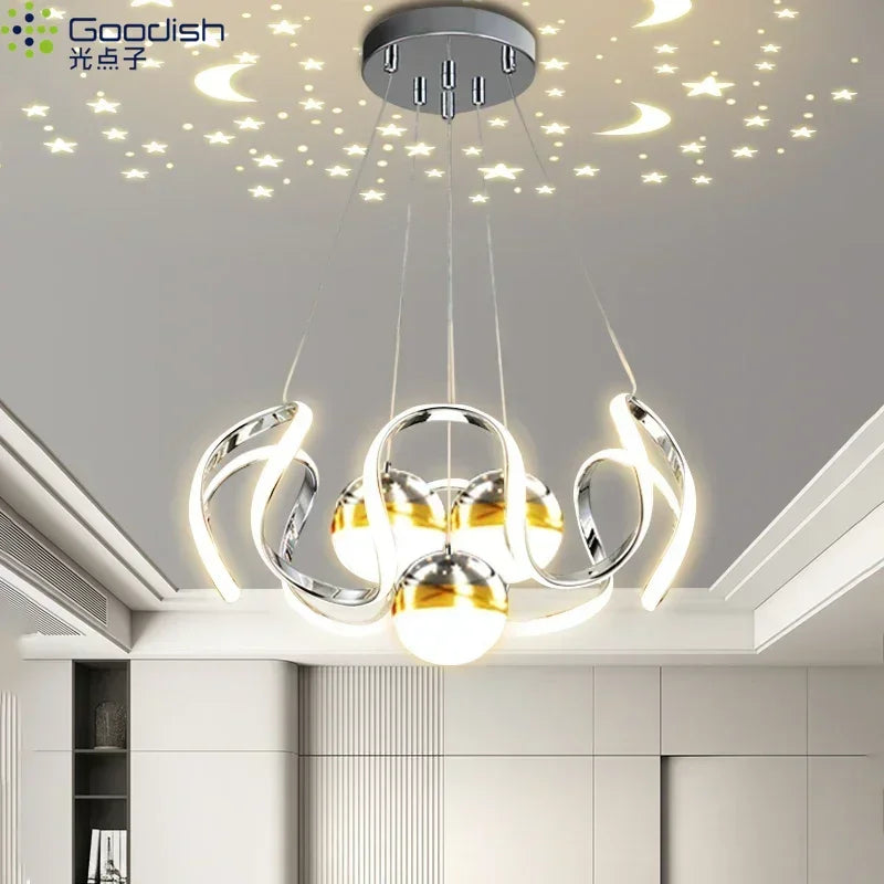 Suspension LED moderne nordique en aluminium, lumière chaude pour salon et salle à manger