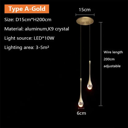 Suspension LED en cristal design nordique, luminaire intérieur élégant