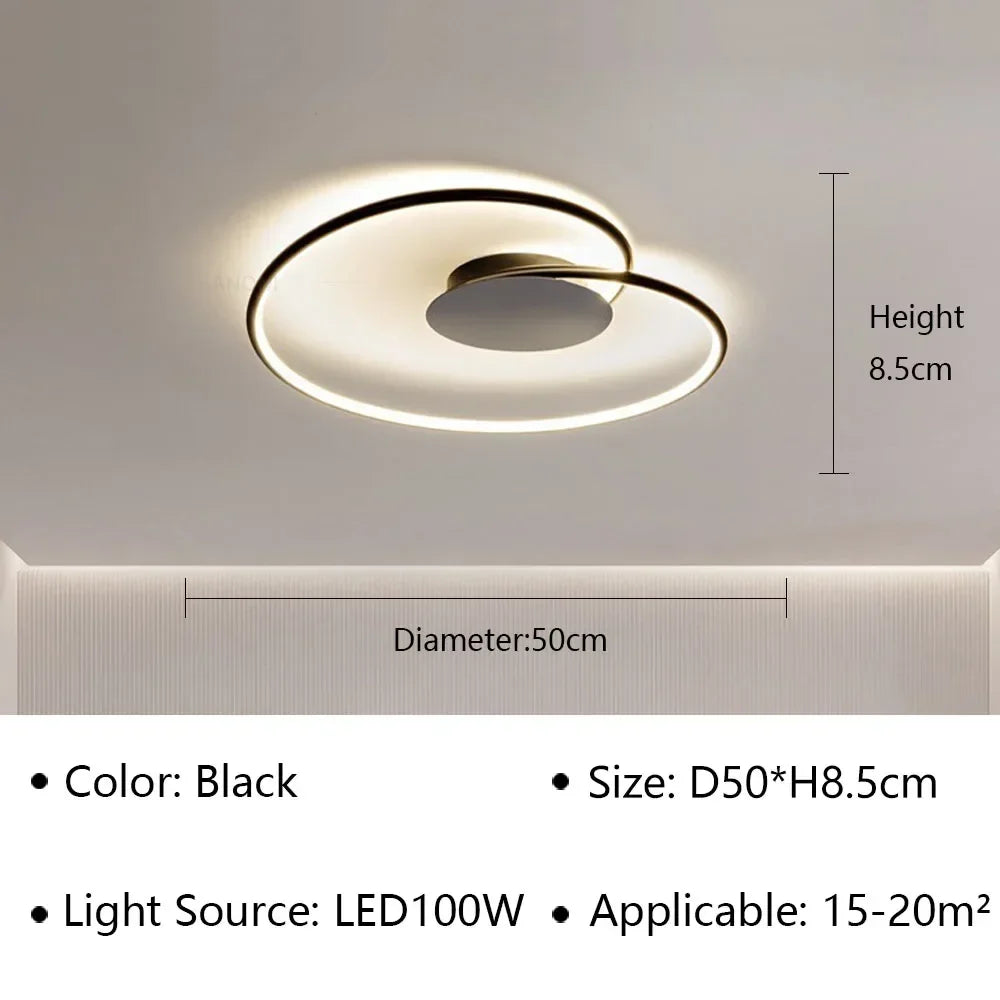 Plafonnier LED Moderne en Aluminium et Acrylique, Luminaire Décoratif pour Salon et Bureau