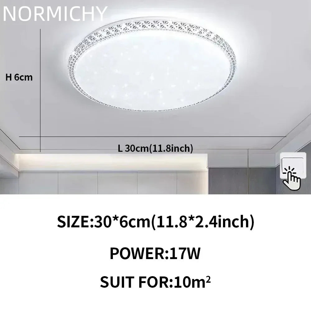 Plafonnier LED moderne design diamant blanc lumière chaude pour salon et chambre
