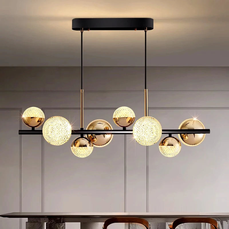 Suspension LED moderne en alliage avec lumière chaude, pour salon et salle à manger