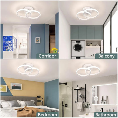Plafonnier LED moderne à 2 anneaux en aluminium, lumière dimmable pour intérieur