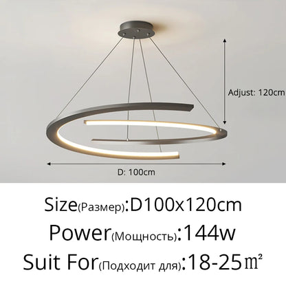 Suspension anneau design nordique en métal, lumière LED chaleureuse
