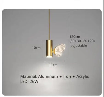 Plafonnier LED Anneau Métal Doré, Design Nordique avec Papillon Acrylique, Éclairage Salon et Chambre