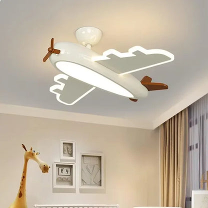 Plafonnier avion dessin animé LED blanc design créatif pour chambre enfant et salon