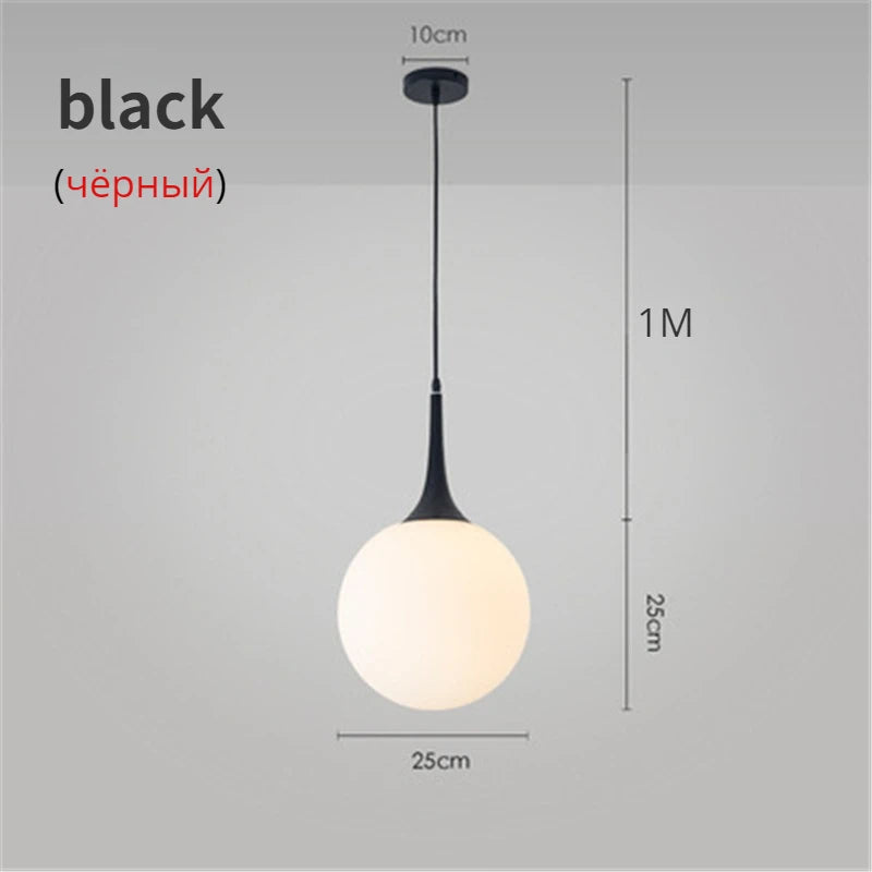 Suspension LED Boule en Verre Nordique, Luminaire Design Moderne