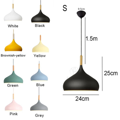 Suspension multicolore moderne E27 en aluminium, éclairage LED 110-220V