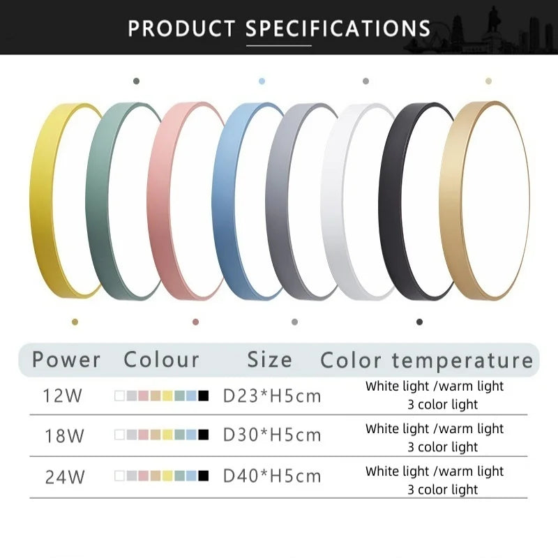 Plafonnier LED circulaire minimaliste en métal et acrylique, design moderne pour salon et bureau