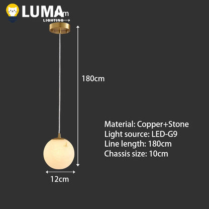 Suspension en cuivre massif et marbre espagnol, design luxe moderne