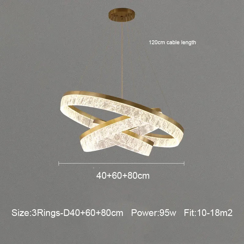 Suspension LED anneaux modernes en aluminium pour salon et salle à manger