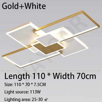 Plafonnier LED moderne en acier poli avec télécommande, lumière chaude pour salon et cuisine