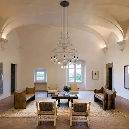 Suspension escalier moderne LED en fer et acrylique noir G9