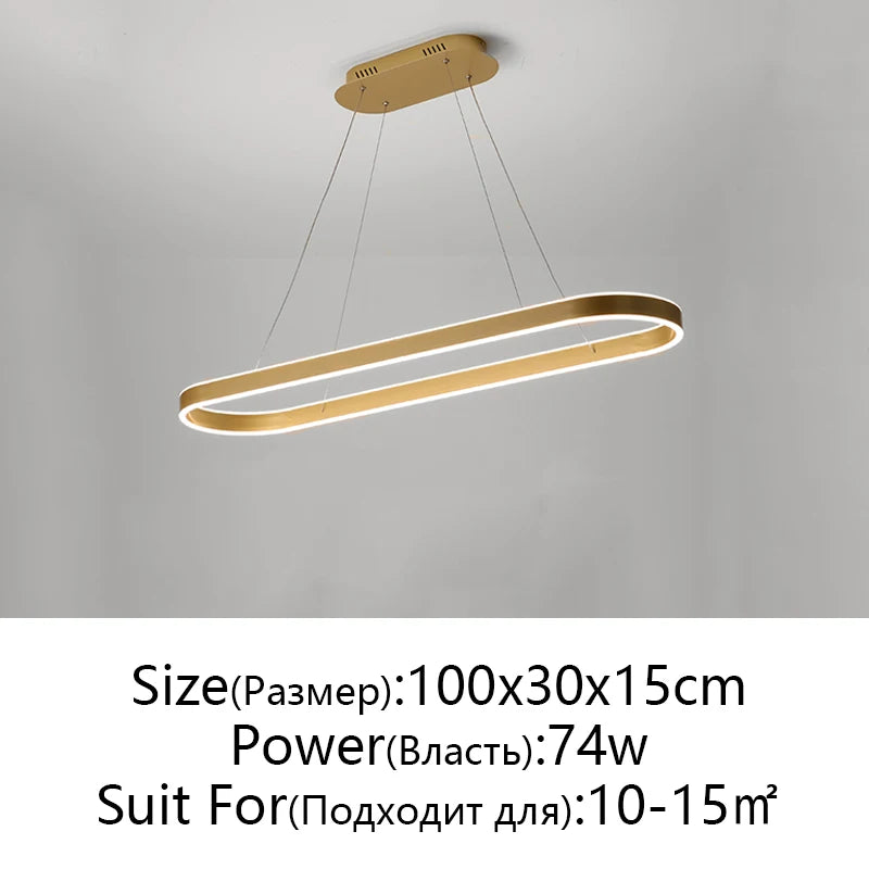 Suspension LED en aluminium au design nordique moderne, lumière chaude ajustable