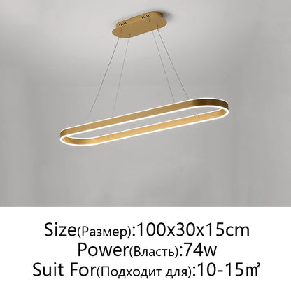 Suspension LED en aluminium au design nordique moderne, lumière chaude ajustable