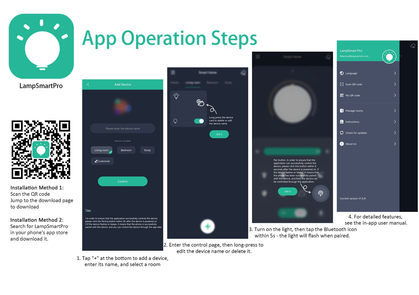 Plafonnier LED moderne 3 couleurs avec télécommande et application Bluetooth, lumière dimmable pour salon et chambre
