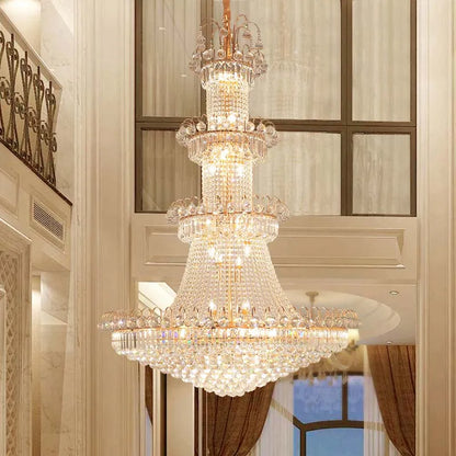 Lustre en cristal style européen pour hall hôtel et villa haut plafond