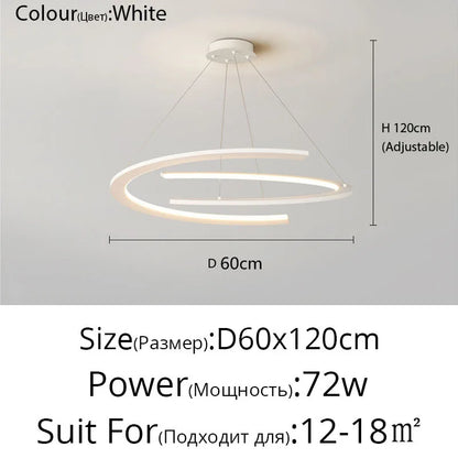 Suspension anneau design nordique en métal, lumière LED chaleureuse