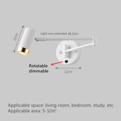 Applique Murale LED Moderne à Intensité Variable avec Interrupteur Télescopique Pliable