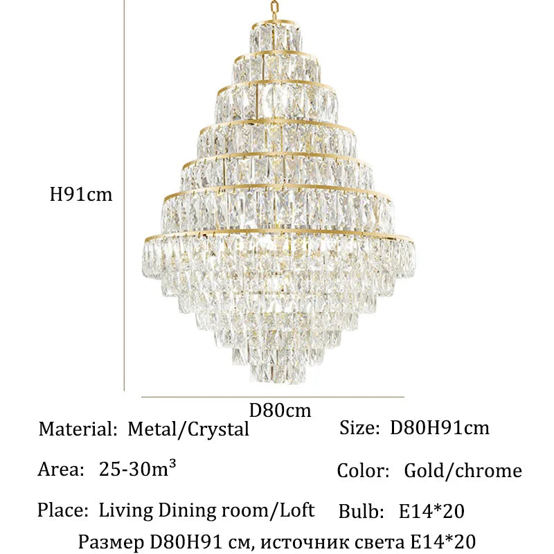 Lustre en cristal de luxe moderne pour salon, éclairage LED élégant