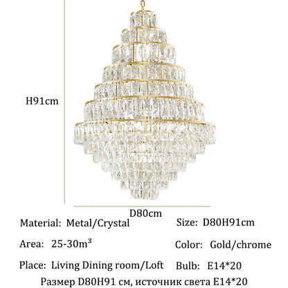 Lustre en cristal de luxe moderne pour salon, éclairage LED élégant