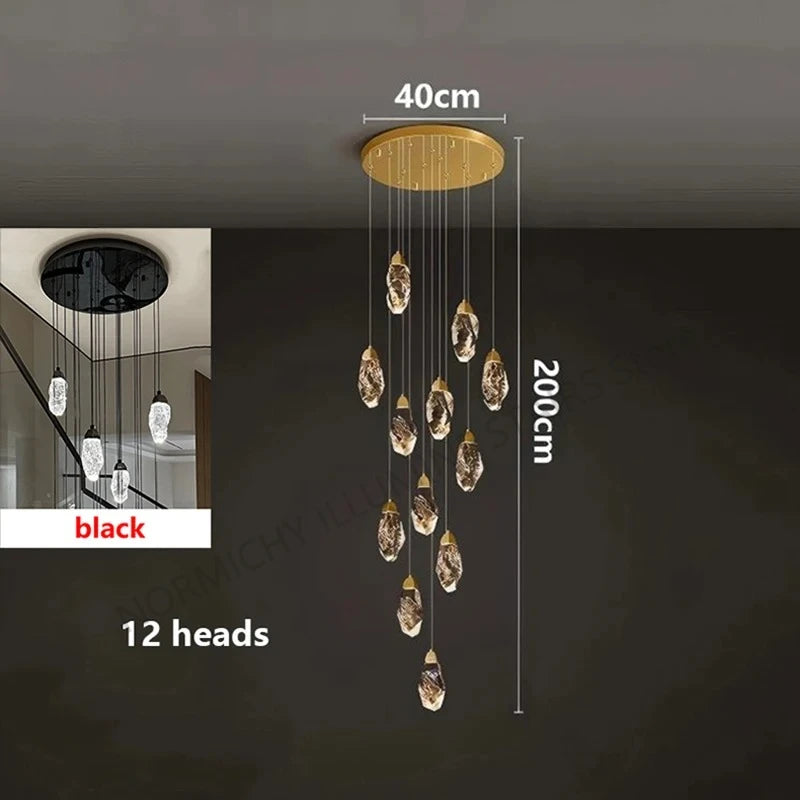 Lustre suspendu moderne en cristal LED, lumière chaude réglable pour intérieur design