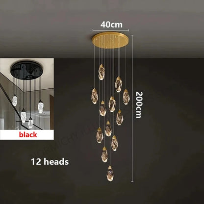 Lustre suspendu moderne en cristal LED, lumière chaude réglable pour intérieur design