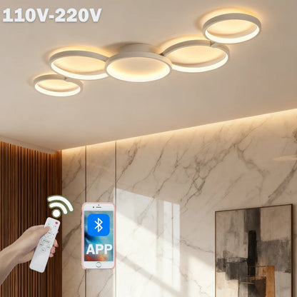 Plafonnier LED moderne 3 couleurs avec télécommande et application Bluetooth, lumière dimmable pour salon et chambre